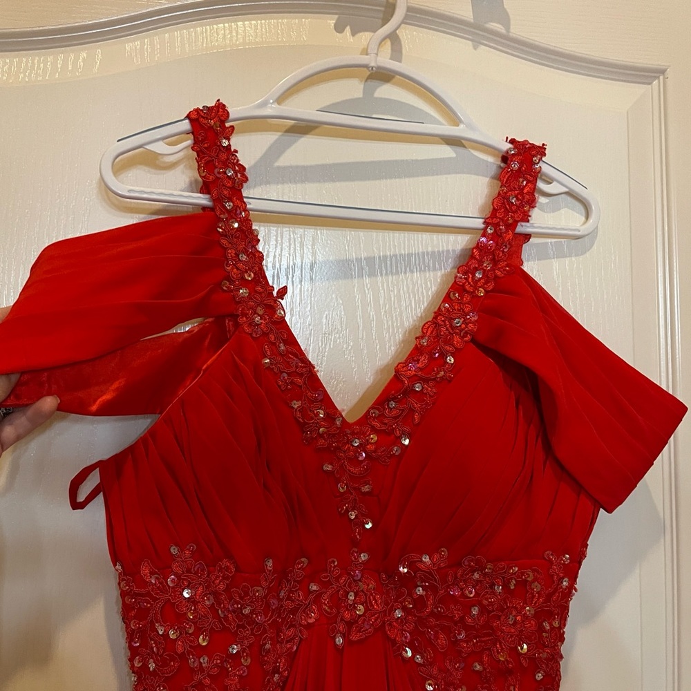 Red long dress